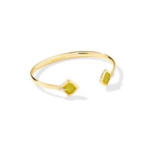 NEW KENDRA SCOTT women's joelle cuff bracelet in gold chartreuse green mother of